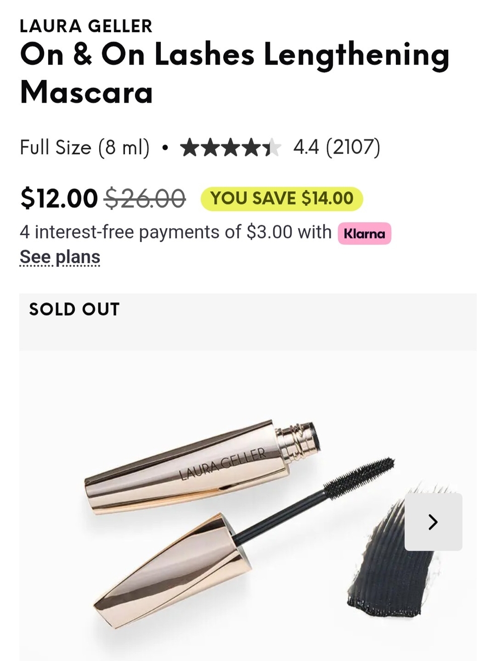 Laura Geller On & On Lashes Lengthening Mascara — Black